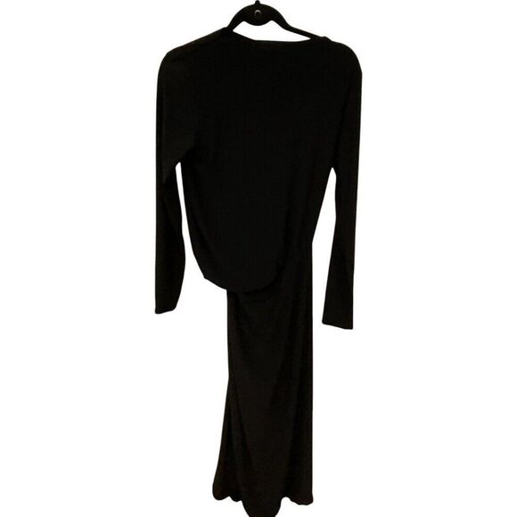 Zara Womens Midi Dress M Black Knot Front Midi Long Sleeve Cocktail 1165/549 NWT - Picture 3 of 8